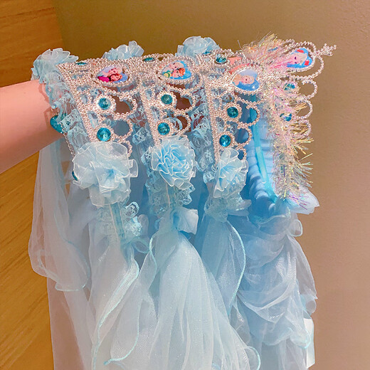 Jieyi Children's Crown Super Fairy Princess Veil Headband Elsa Headband Little Girl Frozen Headband Hair Accessory Elsa Princess Crown Pendant Headband 1 Pack