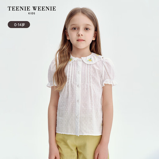 Teenie Weenie Kids 25 Summer Girls Baby Doll Collar Puff Sleeve Shirt Ivory 120cm
