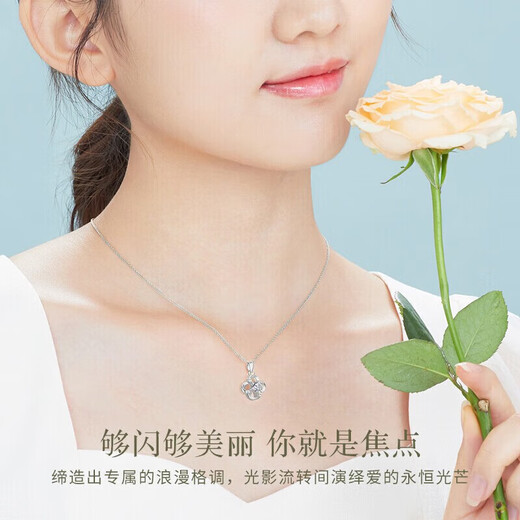 Dirholl four-leaf clover platinum necklace, feminine, simple and fashionable clavicle chain jewelry, Valentine's Day birthday gift for girlfriend, four-leaf clover platinum necklace