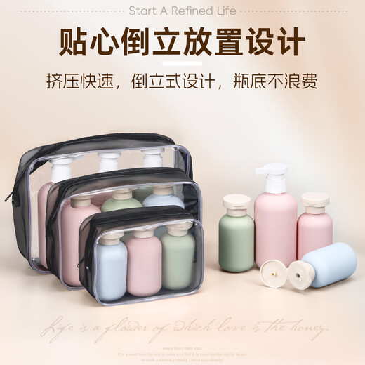 Jiaye tragbare Reisewasch- und Flaschenset Kosmetik Squeeze Flasche Duschgel Shampoo Wasch- und Pflegeflasche 100ml Morandi Farbe 100ml (1 Stück)