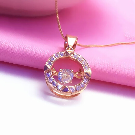 QUAMER's new shiny and smart 18K color gold necklace pendant, fashionable 585 rose gold, versatile and smart (single pendant)