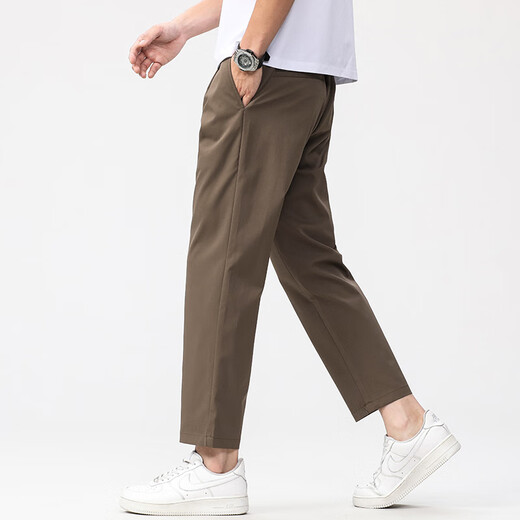 Lidan Frühling und Sommer Neue Kumpel Hosen Männer kleine Arbeit losen losen lässige konische Hosen Männer 160 cm Hose Eisseide Hosen Männer 672 Khaki 2xl