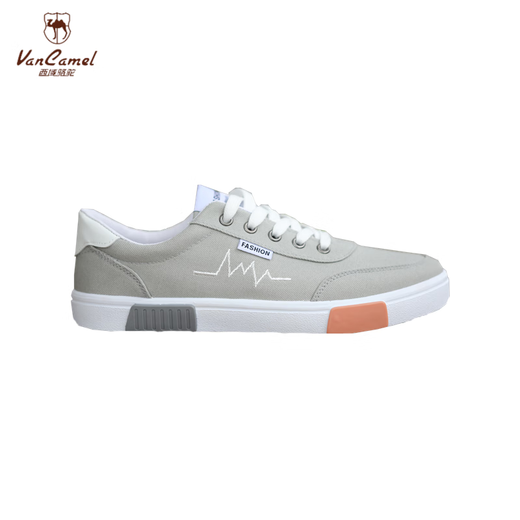 Western Region Camel VANCAMEL Old Beijing Cloth Shoes Men's 2025 Spring New Breathable Canvas Shoes Men's Trendy Shoes Men's Sports and Leisure Board Shoes 6636 Gray 40