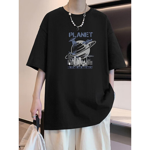 Woodpecker (TUCANO) teenager pure cotton short-sleeved T-shirt for men 2025 new summer junior high school top boy high school clothes men 1B21-683 black + 682 black 2XL 145-160Jin [Jin equals 0.5 kg]