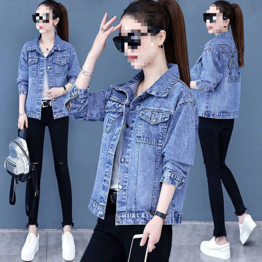 Gtyuwvg Jeansjacke für Frauen Frühling und Herbst koreanische Stil Lose Denim Jacke Fette MM Hatless Jacket Trendy Top Jacke Denim Kleidung 9926# Black S Empfohlen 80-100jin [Jin ist gleich 0,5 kg]