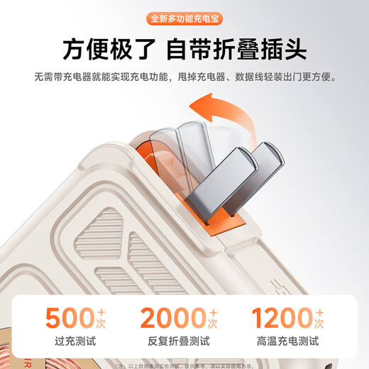 IMEV 3C certified, can be used on airplanes, magnetic power bank 20,000 mAh, comes with plug, Magsafe fast charging, comes with cord, large-capacity mobile power supply, five-in-one, suitable for Apple, 20,000 mAh, magnetic + AC plug + comes with cord, beige orange