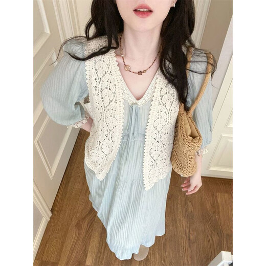 Buntes Edelstein Sommer französische Hohlkleide-Spitzenkleid zweiteiliger Set 9758 Hellgrünes Kleid L [Vorgeschlagen 101-120jin [Jin ist gleich 0,5 kg]]]