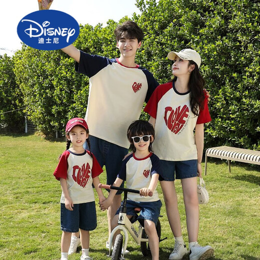 Disney (Disney) parent-child clothing summer family of three short-sleeved raglan sleeve T-shirt trendy family of four suit mother and daughter love spring clothing picture color single top 110 boys 30-37 Jin Jin equals 0.5 kg