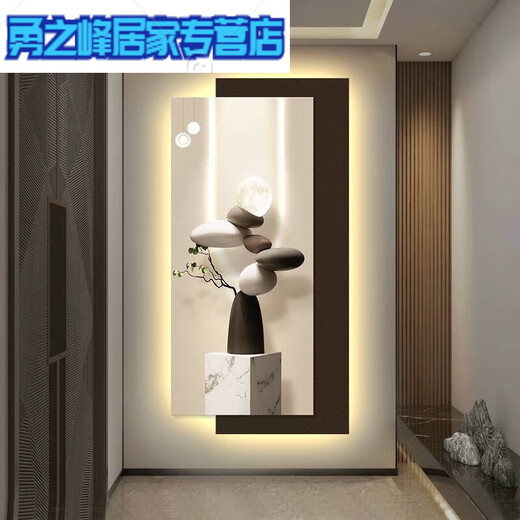 现代轻奢玄关装饰画简约感led灯入户正对门挂画2025新款壁画 T12347 80*160cm 插电遥控款UV精雕+晶