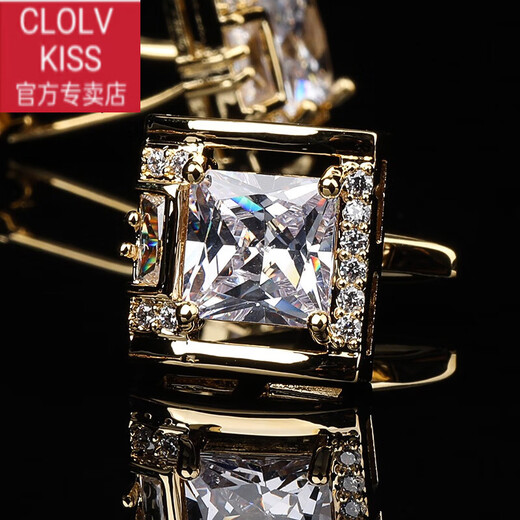 Clolv kiss high-end gift box French shirt cufflinks cufflinks business men's cuff nails shirt buttons cuff buttons men's and women's square hollow diamond cufflinks gift box
