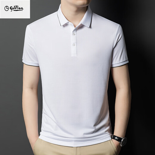 金利来中年新款男透气士t恤2025夏季休闲POLO衫短袖纯色爸爸装休闲 KL-13565白色 M 48/170