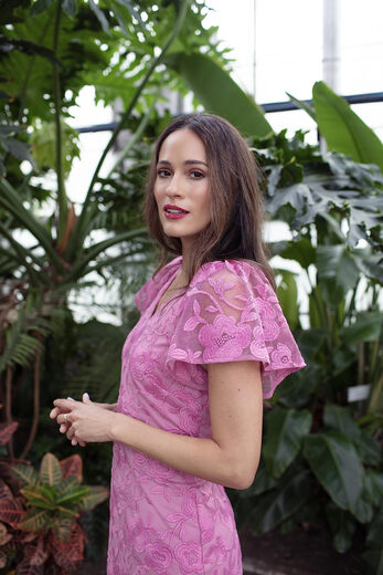 JS Collections Women's Natasha Butterfly Sleeve Dress Rose 10