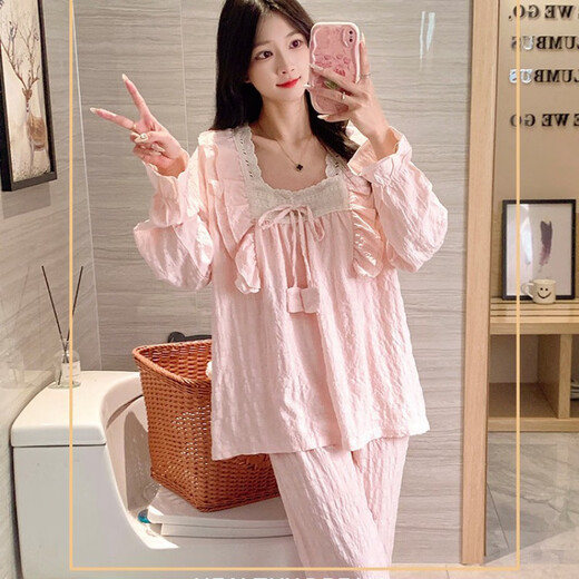 S.SOFEA云朵棉女睡衣纯色长袖家居服值 833#粉【带胸垫】 175 L【建议100-115斤】