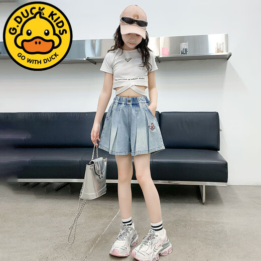 Gduck Kids Little Yellow Duck Girls Denim Shorts Summer New Style mit mittlerem Stil mit mittlerem Stil.