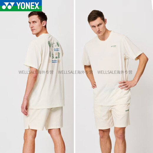 YONEX尤尼克斯25年新款YY羽毛球服运动服T恤速干透气上衣短袖16833CR 男款-16833CR-冰米色 M