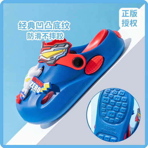 I love children's hole shoes for boys 2025 new summer outdoor bag-toe cartoon beach shoes baby slippers sandals Zero deep blue 18 0 (inner length 175mm)