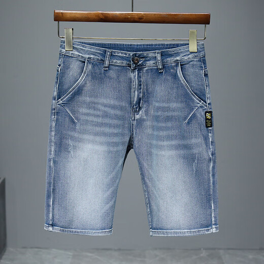 丨 Lilang 丨 [Le code de marque rompt le code pour ramasser la bonne affaire] 2025 Nouveau short de jean mince d'été pour cinq points en cinq points pantalon 671 bleu gris + 671 bleu clair 32 (2 pieds 5)