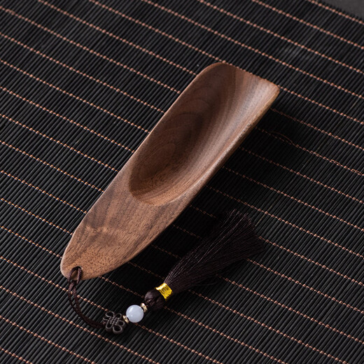 Jieyi Light Luxury Walnut Tea Four-piece Tea Set Accessories Household Solid Wood Tea Divider Tea Lotus Tea Spoon Tea Clamp Teaspoon Tea Four-piece Set Walnut Tassel Pendant