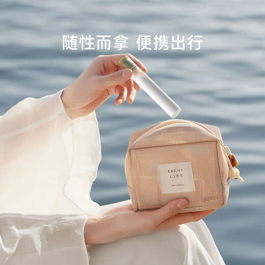 EACHY化妆包女2025小型透气随身便携旅行洗漱网纱收纳包化妆包-杏-S