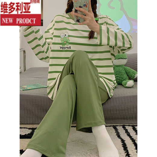 
Victoria's style pajamas for women in summer long-sleeved trousers loose suit summer new women's cute spring, autumn and winter suit 15567 women's # M [75-100Jin[Jin equals 0.5 kg]]