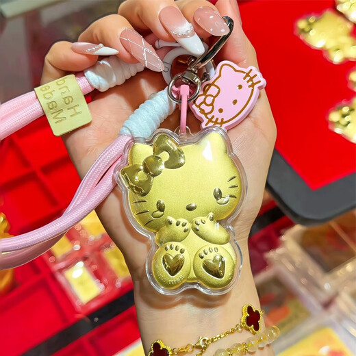 艾格辰黄金KT猫钥匙扣999足金heokitty猫手机挂坠包包挂件女友礼物 KT猫0.2g+挂绳+礼盒装(附证书)