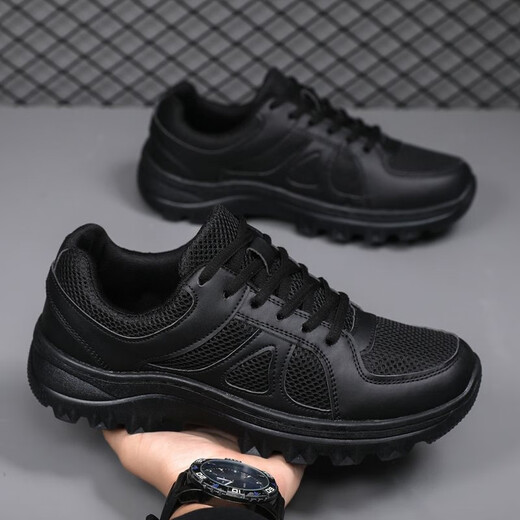 Zapatos casuales de hombres negros para hombres zapatos deportivos transpirables zapatos de entrenamiento militar zapatos para correr trabajos de protección laborista zapatos para caminar para hombres tela de entrenamiento 42