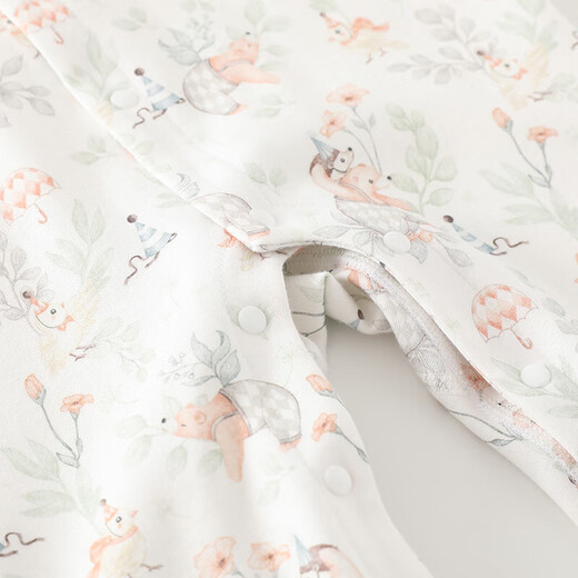 【四季爬服】新生儿衣服婴儿连体衣春秋季宝宝纯棉无骨长袖哈衣 森林物语对开连体衣 73cm