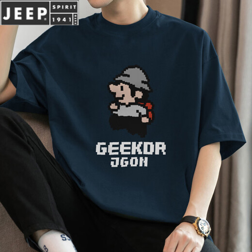 Jeep Spirit260g schwere reine Baumwolle kurzärmelige T-Shirt Herren übergroß