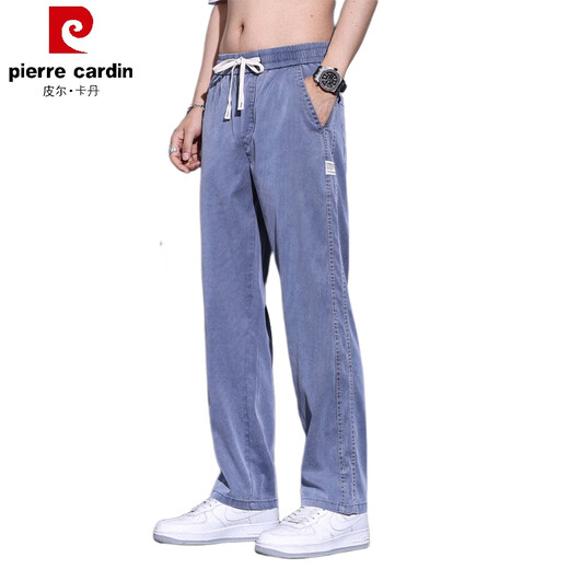 Pierre Cardin (Pierre Cardin) Tiansi Jeans Herren Sommerdünne Modemarke Straight Loose Herren Ice Seide Weitbein Sommer Casual Long Hosen GF1D02-1048 [Zweiteiler] Gray + Blue M.