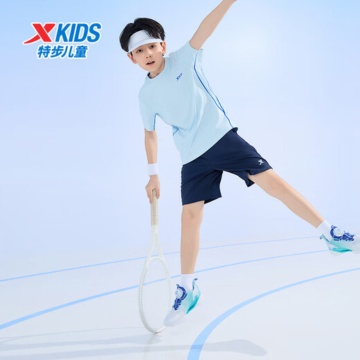 XTEP (XTEP) Ropa para niños para niños y niñas de moda cómoda y versátil de manga corta Sky Blue 120