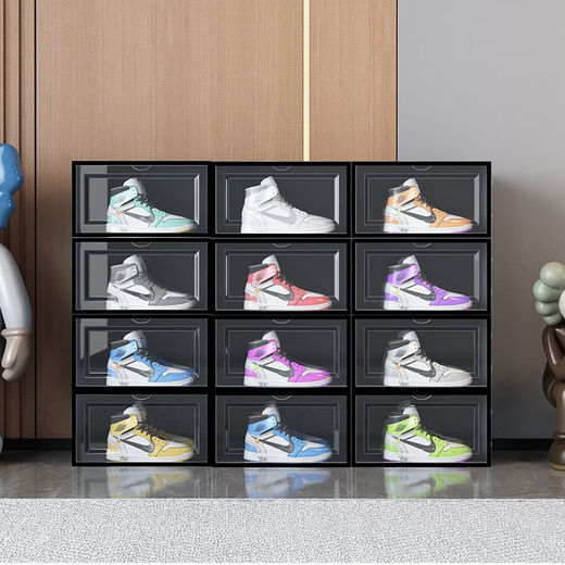 Raft core shoe cabinet transparent display cabinet side opening shoe box plastic internet celebrity shoe rack simple bedroom large capacity storage box dormitory proof transparent frame transparent model enlarged thickened side opening model 2 pcs