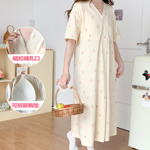 Sommer mit kurzärärmernden Nachthemd für schwangere Frauen im Sommer, schwangere Frauen Pyjamas, Krankenhauszimmer für Entbindungsrock, großer Sy6803 L empfohlenes Gewicht innerhalb von 120 Jin [Jin entspricht 0,5 kg]