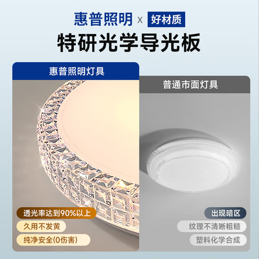 HP light luxury LED ceiling lamp Puri eye protection crystal bedroom study room Zhongshan lamps Zhenzhi light package installation