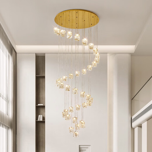 
Opp Lighting (OPPLE) 2025 new duplex building large chandeliers simple crystal villa living room air-loaded spiral stair long hang 1139 full spectrum a9738 head-