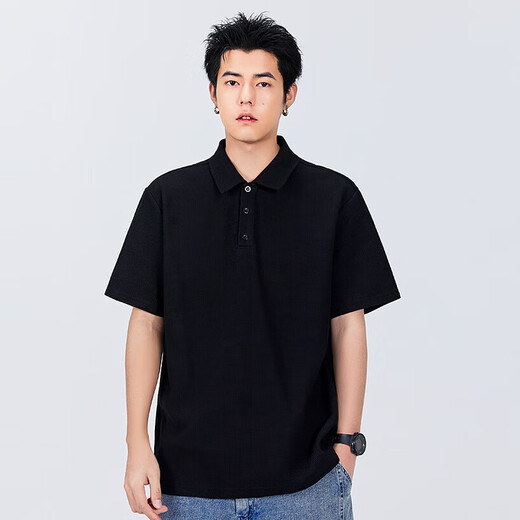 名创优品（MINISO）2025夏季新款重磅华夫格翻领polo衫简约纯色短袖t恤男 棕榈绿 XL
