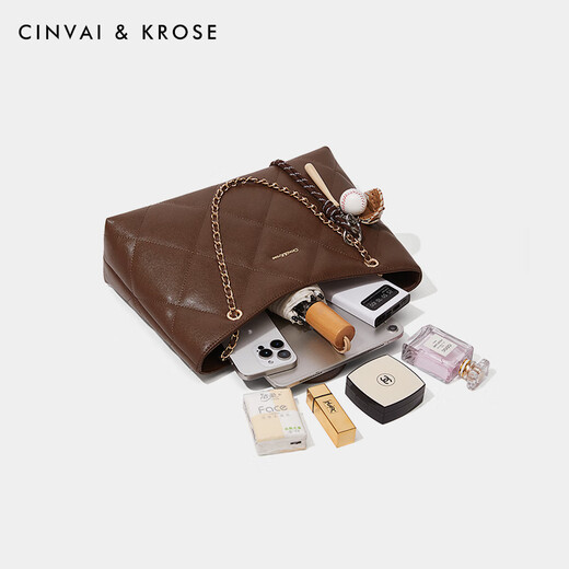 Официальный сайт Cinvaikrose Mall C/K сумки для женской сумки 2025 Новая подлинная кожаная бриллиантовая сумка сумка для сумки на плечо подарком подарка CK женская сумка - коричневый цвет [Отправить подружку перед сердцем]