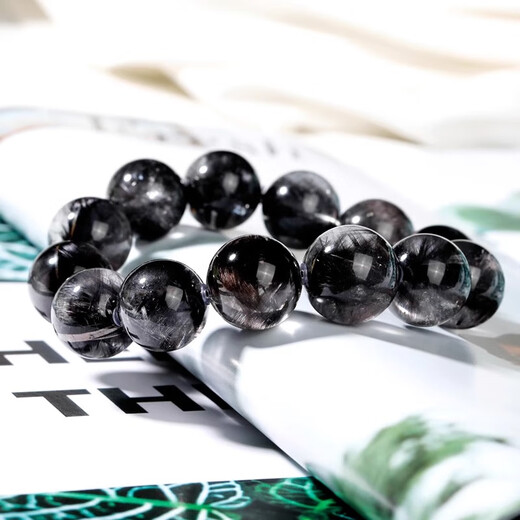 Eternal symbol light luxury collection grade natural black silver titanium crystal bracelet black warrior dragonfly hair bracelet female black hair crystal birthday gift collection grade black silver titanium-20mm