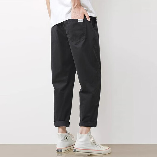 Pantalones casuales de pájaros carpinteros para hombres en verano New Loose Breathable Straight Workwear Rendy Brand Fird Youth Nine Punta Long Pants para hombres 9904 Dark Grey XL