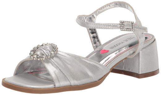Steve Madden Girls' Shoes Unisex Children's Tango High Heel Sandals, Silver Silver 2 Little Kid