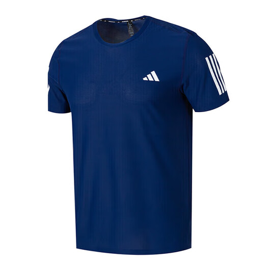 Adidas Adidas t-shirt for men 2025 summer new sports running fitness casual quick-drying breathable round neck short-sleeved IN1502 dark blue/quick-drying/reflective details 2XL