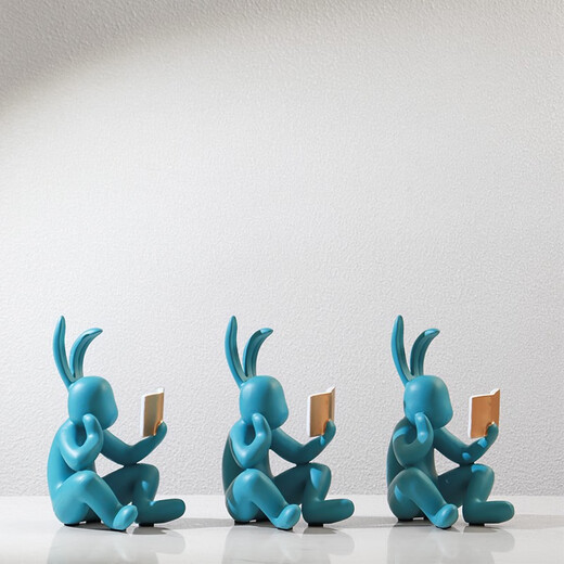
Simple reading rabbit ornaments cartoon living room wine cabinet study room wall cabinet TV display cabinet home decoration light luxury reading rabbit