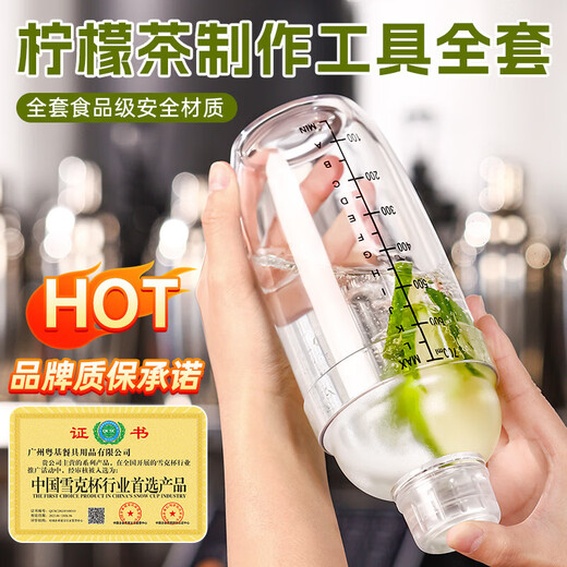 Thickened Shake Cup Handmade Lemon Tea DIY Tools Plastic Mixer Set for Home Women PC Extra Thick 500ml Shake Cup Three-piece Set