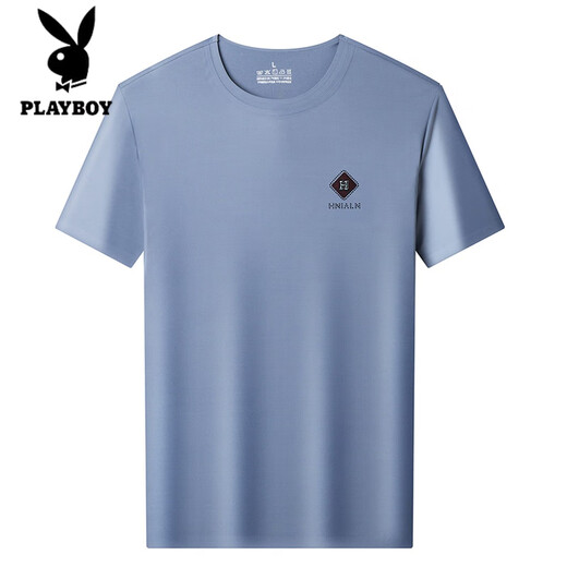 
Playboy 2025 new high-end mulberry silk short-sleeved T-shirt for men's summer new round neck solid color thin large size casual T-shirt 13578 Gray M 165 [recommended 100-120Jin [Jin equals 0.5 kg]]