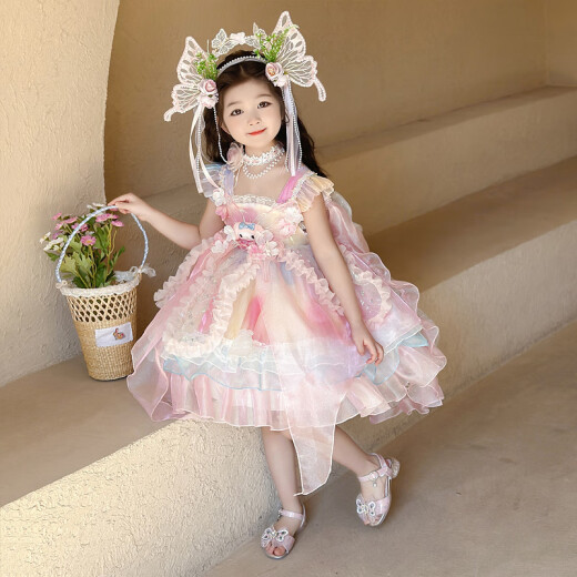 蚁派女童洛丽塔吊带裙2025新款儿童美乐蒂甜美连衣裙生日礼服蓬蓬纱裙 粉红色(6628美乐蒂吊带裙+裙撑) 140 建议7-8岁 (身高135左右)