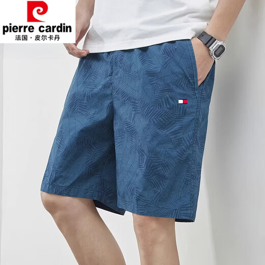 皮尔卡丹（pierre cardin）2025夏季男士休闲短裤纯棉运动休闲裤沙滩五分男直筒裤子 深蓝色9215 L 建议120-140斤