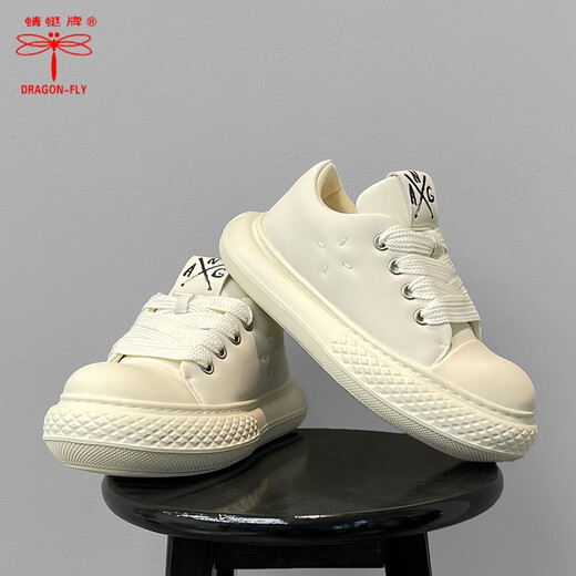 Dragonfly Brand Big Toe Shoes Spring Spring espesando suela en blanco y negro Shoes redondeados INS TREND NACIONAL Men's Shoes 9712 Negro 36 [Tamaño de la mujer]