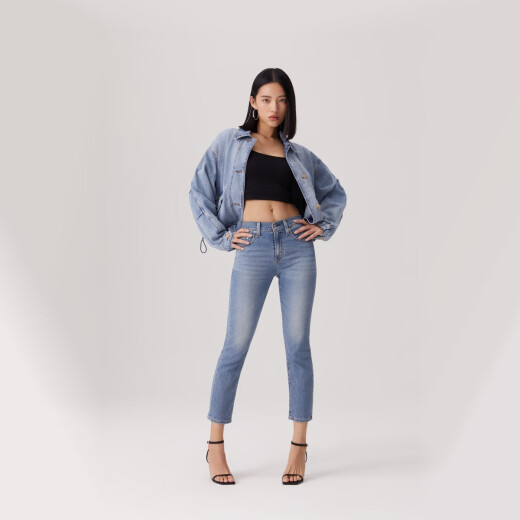 Levis Einkaufszentrum Ice Cool Serie 25 Sommer Neue Frauen 724 hohe Taille Slim Straight Jeans 18883 000 28 (28)