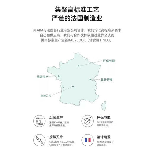 BEABA Food Complementary Machine Baby Steaming and Stirring All-in-one Baby Multifunctional Frequency Converter Nutritive Puree Rice Paste Cooking Machine NEO Haoyuebai 2-blade Knife Head