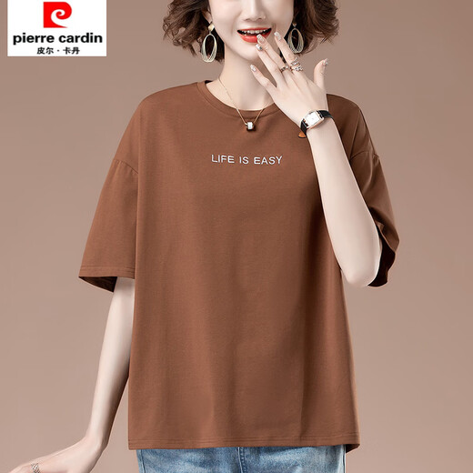 酷章（KUZHANG）加肥加大码夏季新款宽松刺绣短袖t恤女中年妈妈休闲棉上衣体恤 9889黑色 L  100-115斤