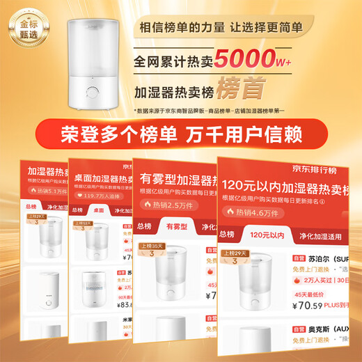 SUPOR Humidifier Small Floor Purifier Bedroom Office Desktop Home Humidifier Large Capacity Atomizing Humidifier Air Conditioner Electric Fan Companion 21B National Subsidy